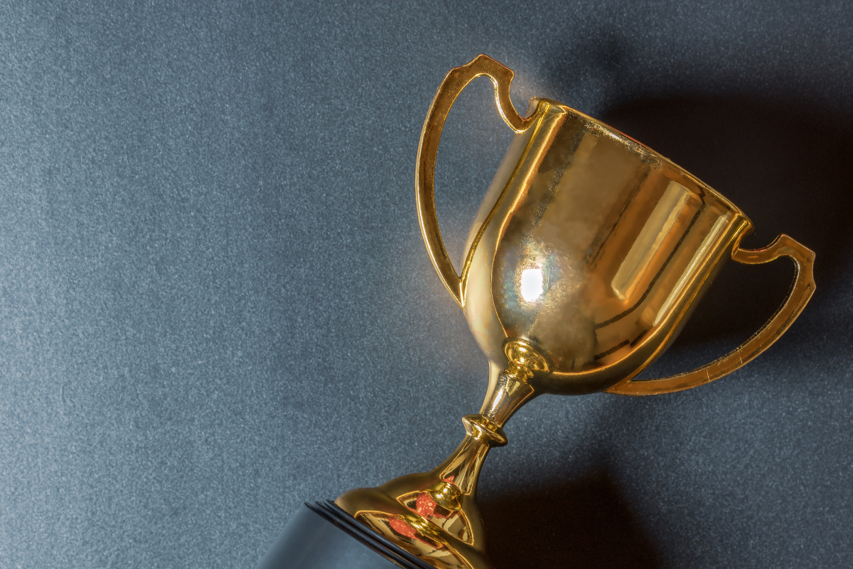 The gold AFCON trophy symbolising the African football championship during the Africa Cup of Nations 2023 trophy tour.