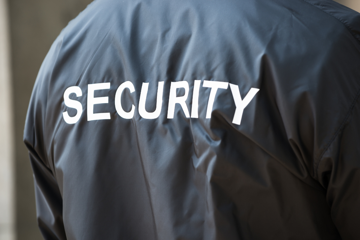 Professional security guard demonstrating security mastery and vigilance on duty.